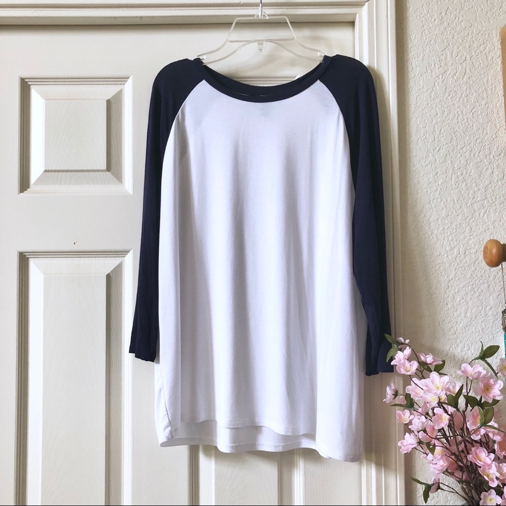 Forever 21 Navy/White Baseball Tee